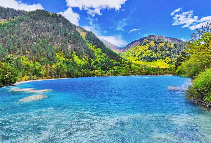 The crystal-clear lakes at Jiuzhaigou Valley