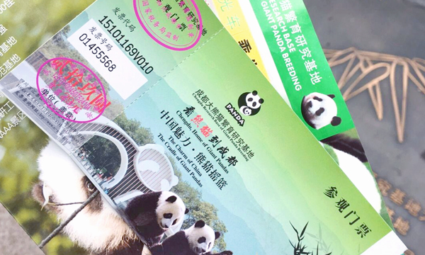 Entrance tickets for Chengdu Panda Base in Sichuan, China