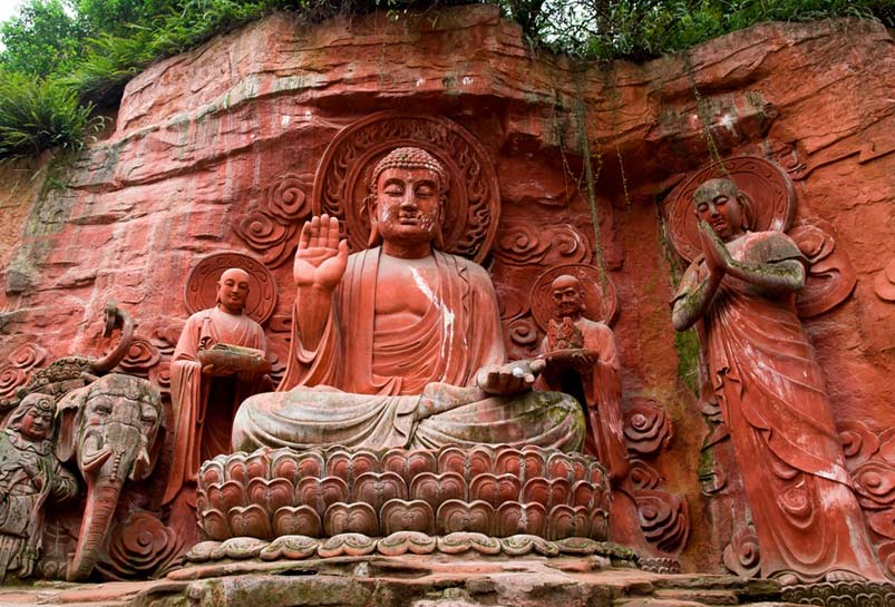 The Buddha carved in the Cliff near Baoguo Temple