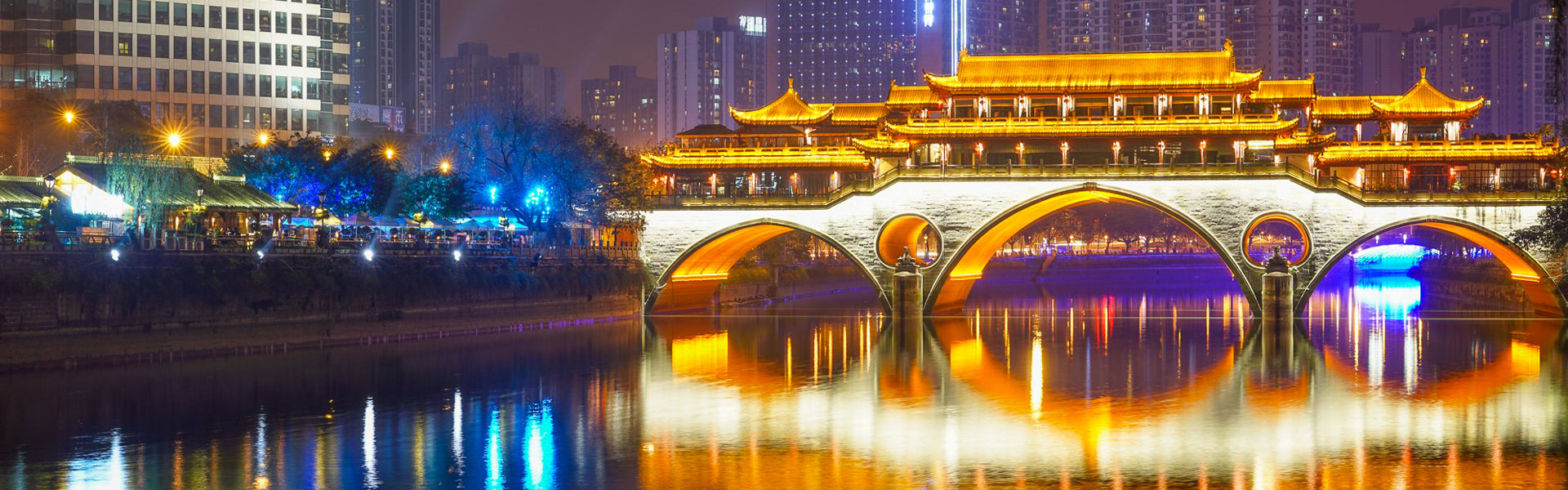 Jinjiang River in Chengdu at Night