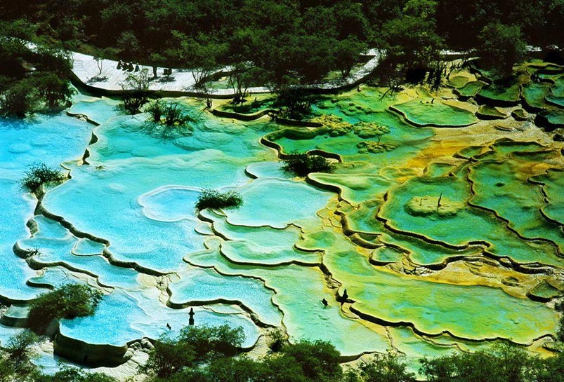 Pure-blue Ponds in Huanglong National Park