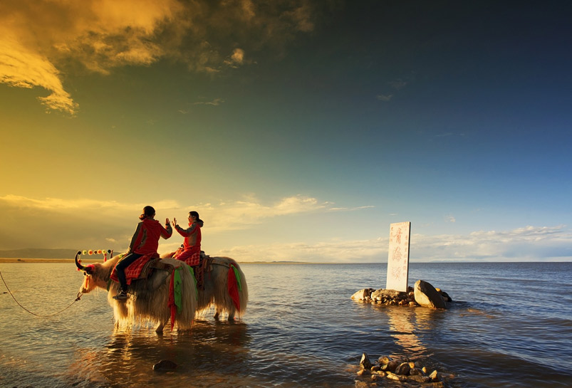 Sunset of the Qinghai Lake