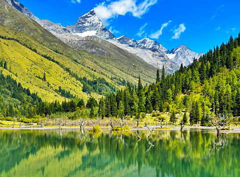 Snow-capped mountains and alpine scenery in Shuangqiao Valley