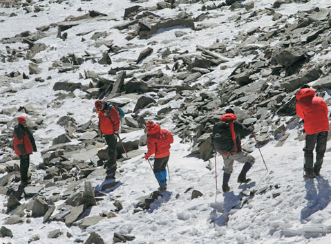 The climbing road with stone riprap