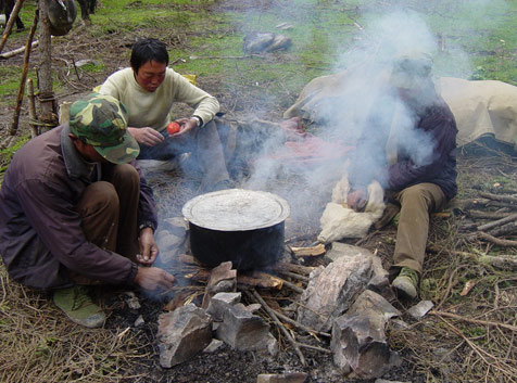 The local cook are preparing dinner.