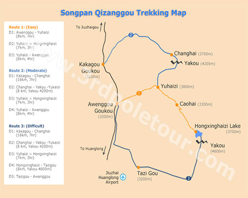 Map of Songpan Qizanggou Trekking