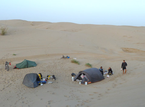 Camp in the Taklamakan Desert
