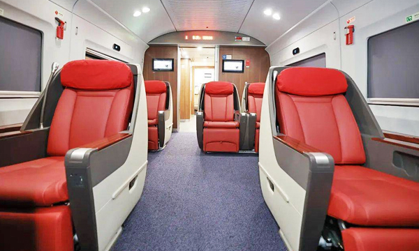 Business Class seats on the Chengdu to Jiuzhaigou high-speed train