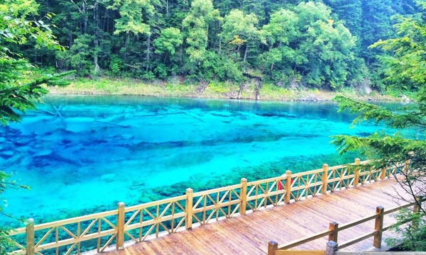 You can enjoy a full day sightseeing and hiking at the Jiuzhaigou National Valley park