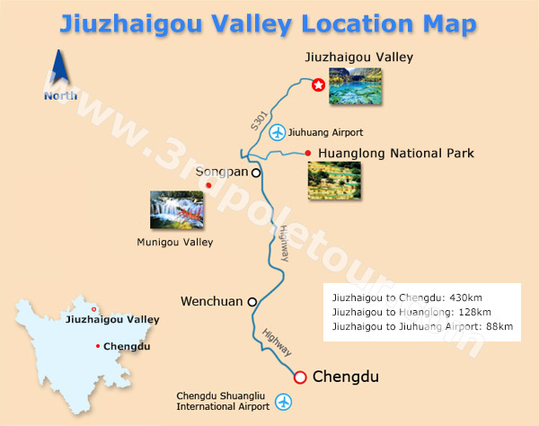 Jiuzhaigou Location Map