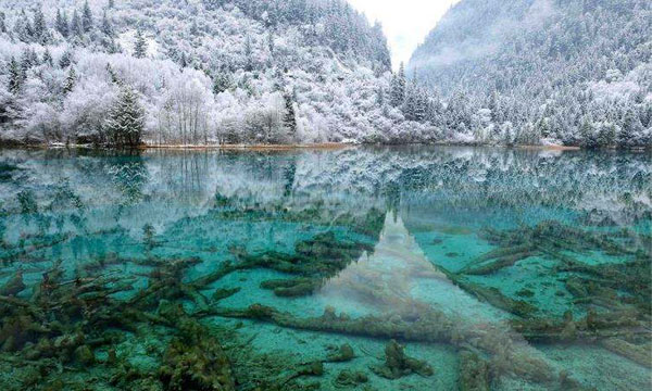 The scenery of Jiuzhaigou in winter
