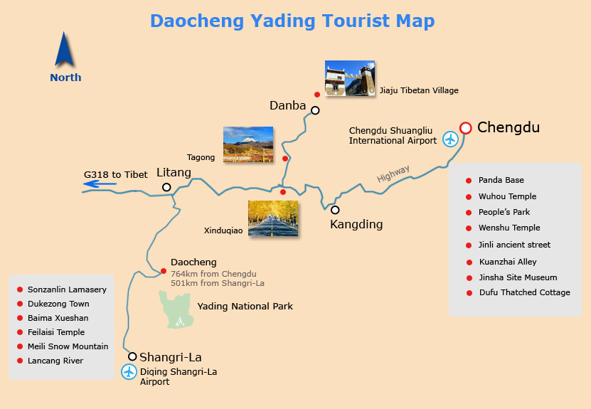 Daocheng Yading Tourist Map