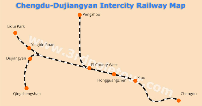 Chengdu Dujiangyan Intercity Railway Map