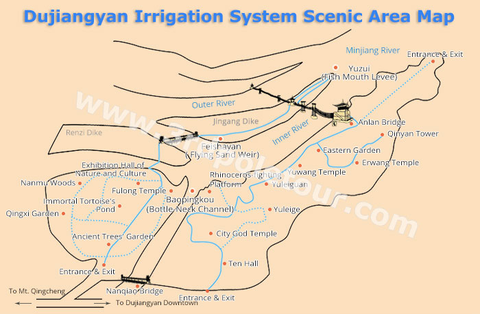 Dujiangyan Irrigation System Scenic Area Map