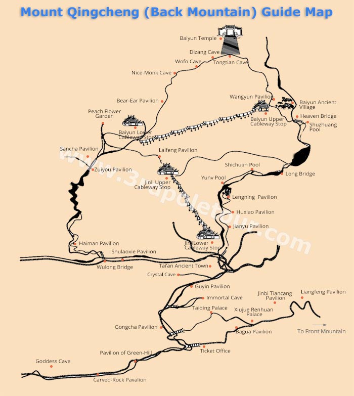 Qingchengshan Back Mountain Travel Map