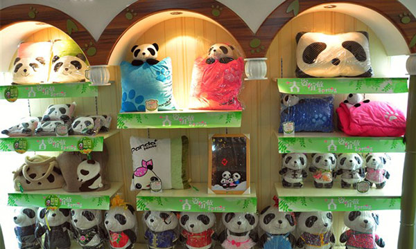 You can see various goods or gifs around the panda in Panda House Souvenir Shop