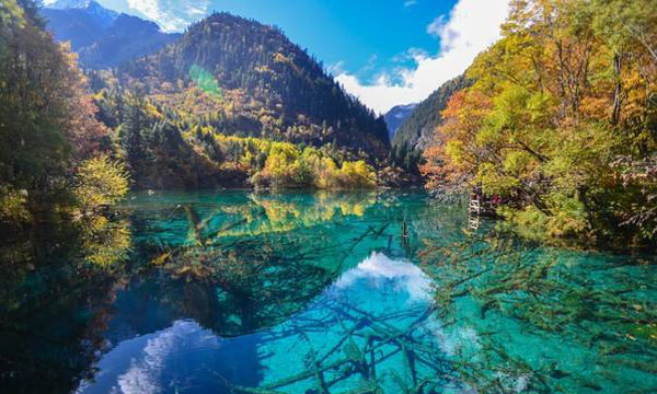 Crystal clear lakes in Jiuzhaigou
