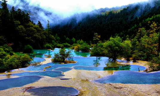 Huanglong National Park in Sichuan China