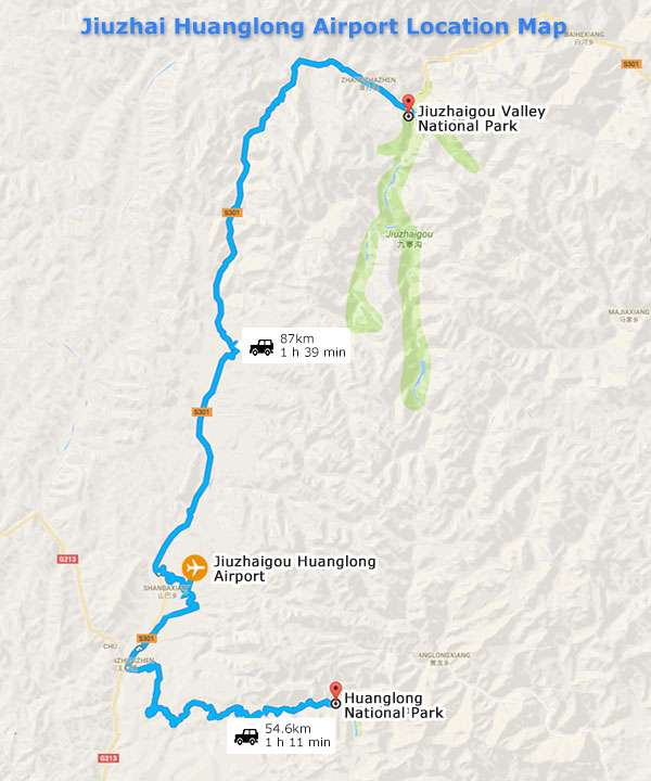 Jiuzhai Huanglong Airport Location Map