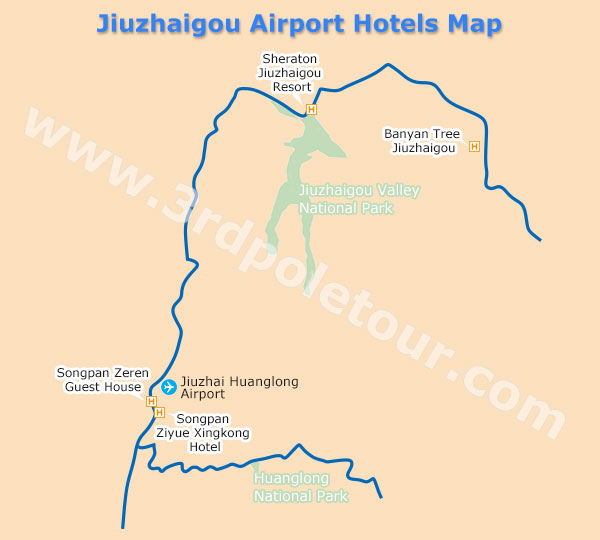 Jiuzhaigou Airport Hotels Map