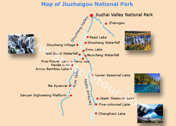 The Map of Jiuzhaigou National Park