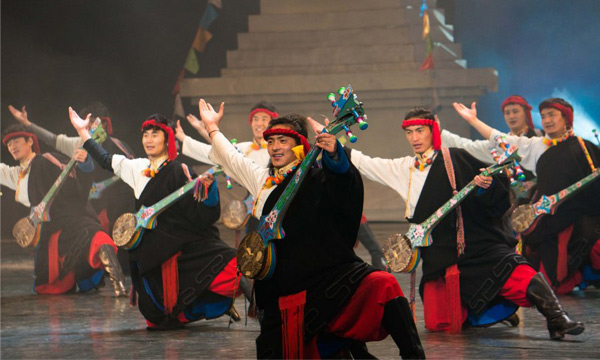 The actors perform with the native musical instruments