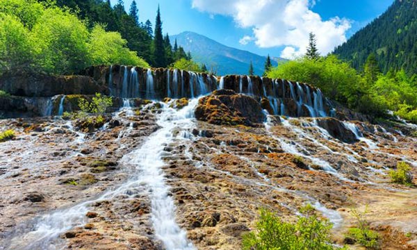 Sliver waterfall in Huanglong National Park