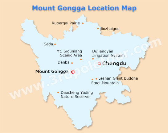 Location Map of Mount Gongga