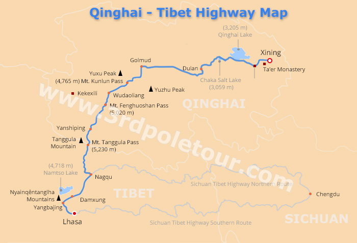 Qinghai Tibet Highway Map