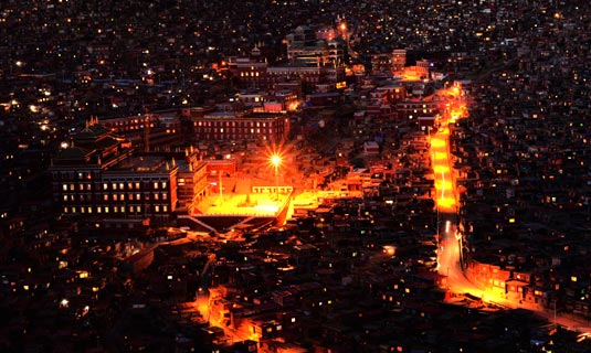 Night Scene of Larong Wuming Buddhist Academy
