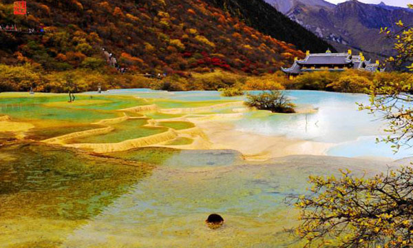 Five color lakes in Huanglong National Park